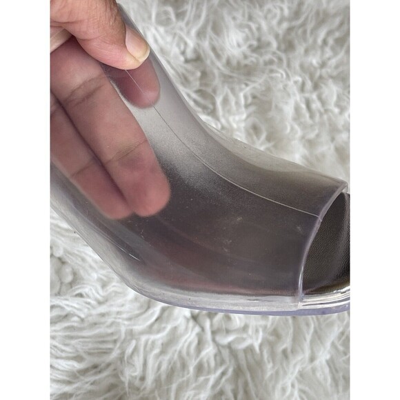Jeffrey Campbell Women’s Size 9 Clear Slide Mule Heeled Sandals FLAW - Picture 10 of 12